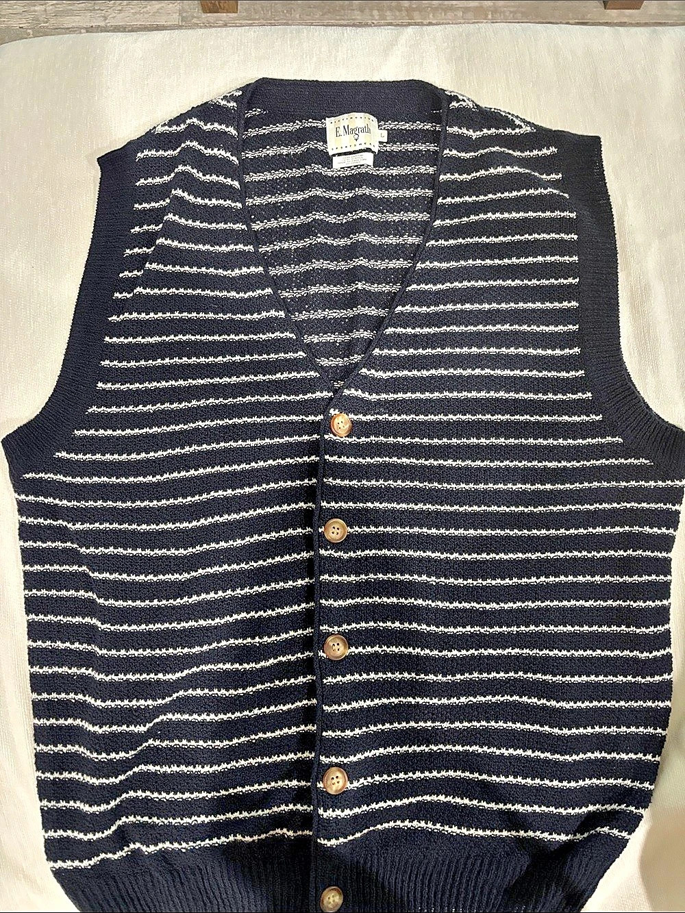 E. Magrath Striped Button-Front Sweater Vest Size Large Like New